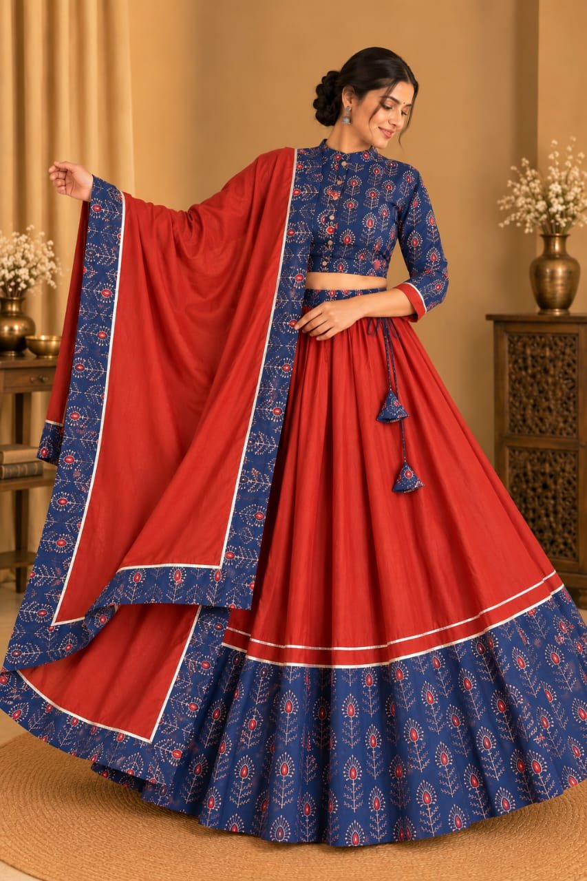 Cotton Printed Lehenga Choli Set