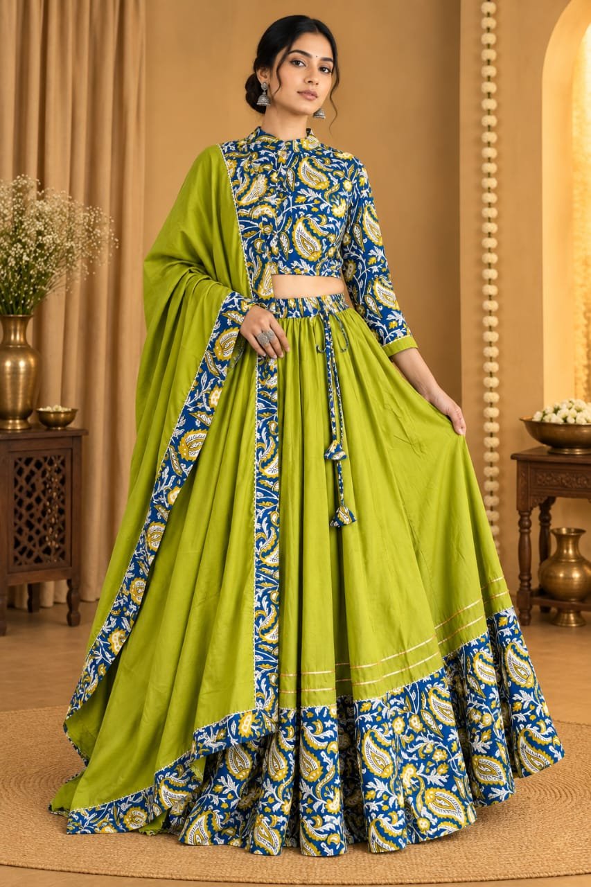 Cotton Printed Lehenga Choli Set