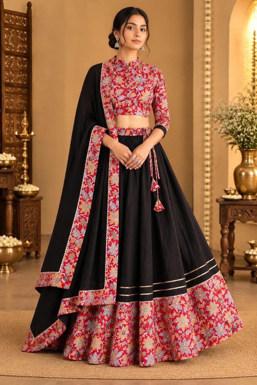 Cotton Printed Lehenga Choli Set
