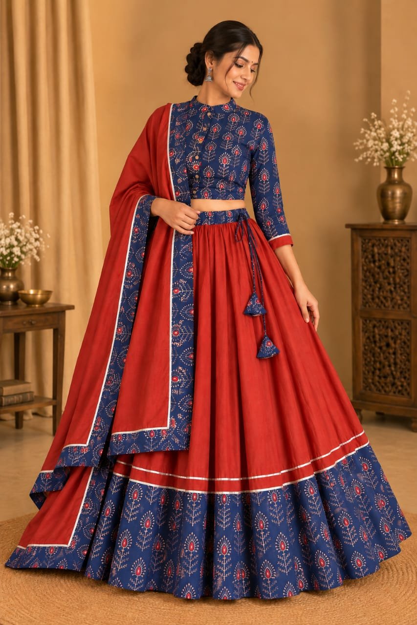 Cotton Printed Lehenga Choli Set