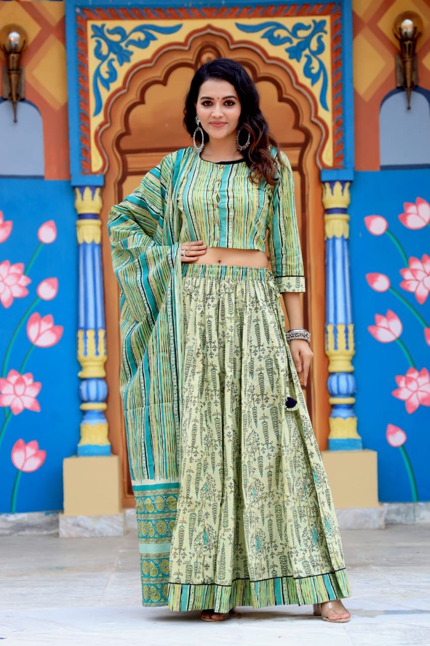 Cotton Printed Lehenga Choli Set