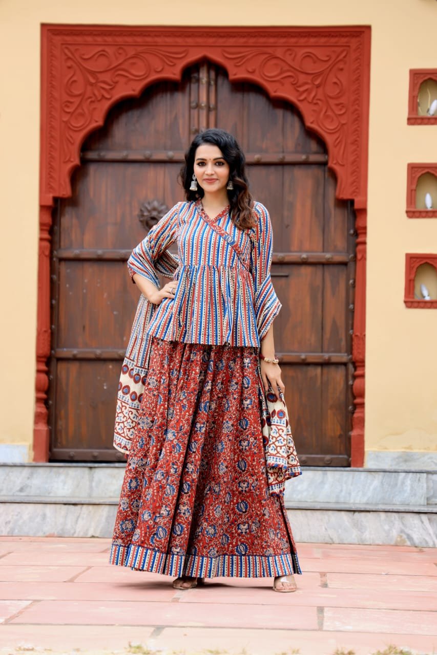 Cotton Printed Lehenga Choli Set