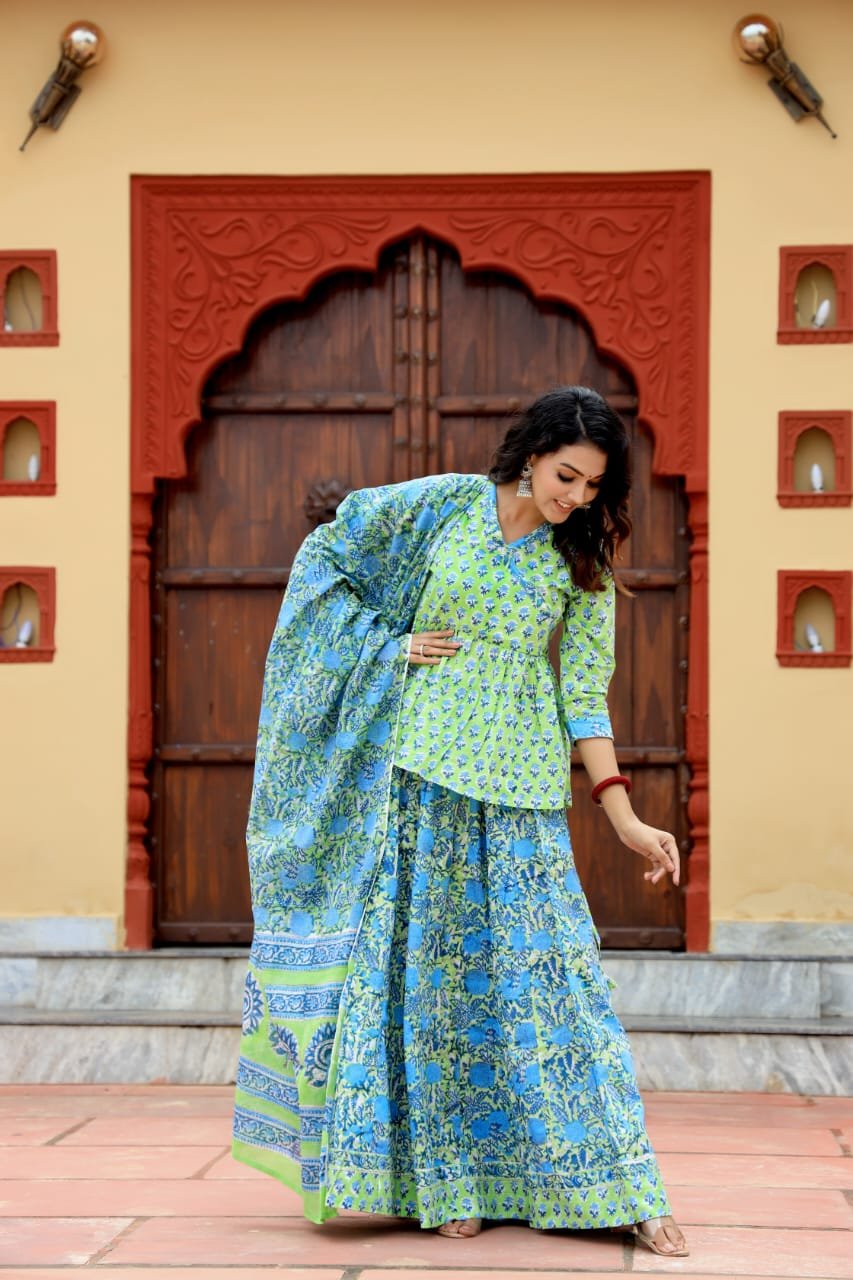 Cotton Printed Lehenga Choli Set