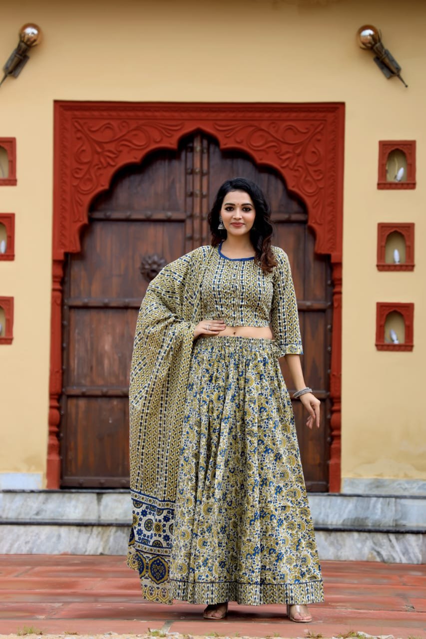 Cotton Printed Lehenga Choli Set