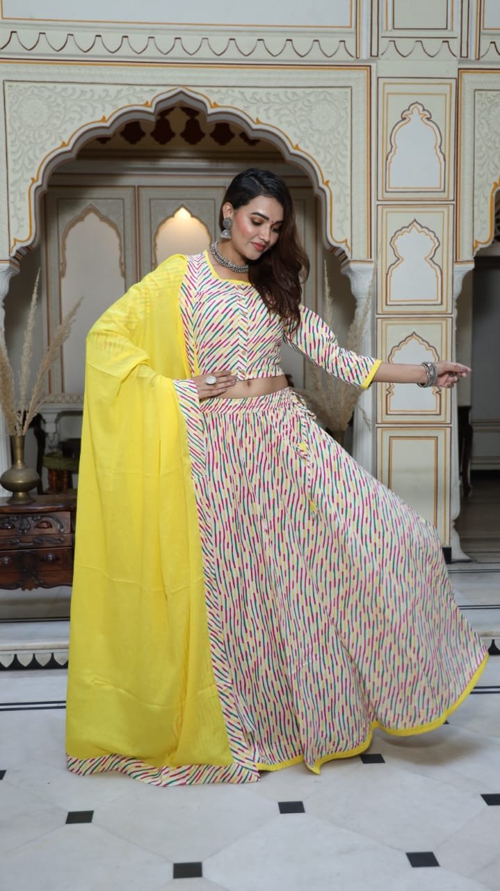 Cotton Printed Lehenga Choli Set