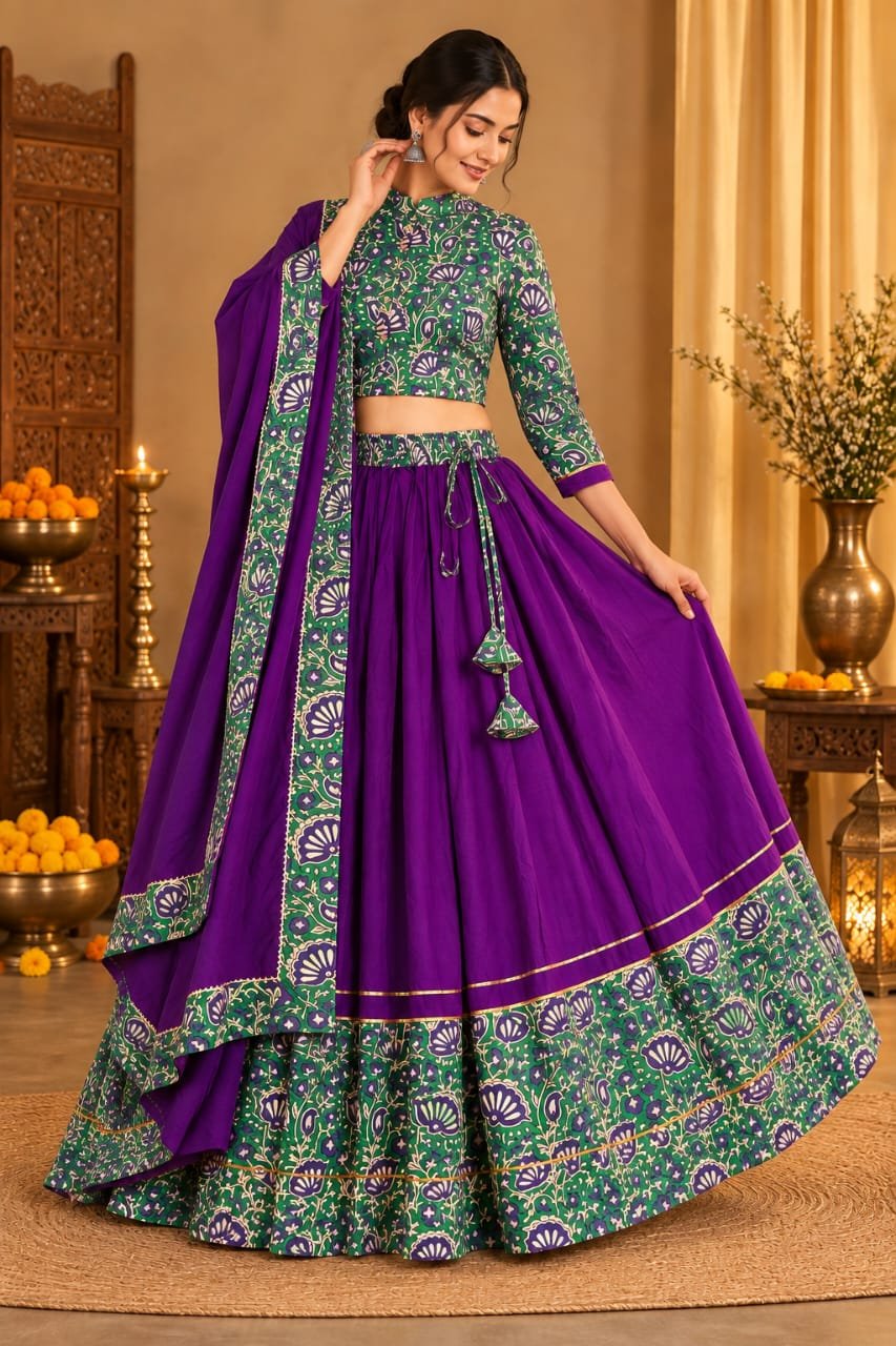 Cotton Printed Lehenga Choli Set