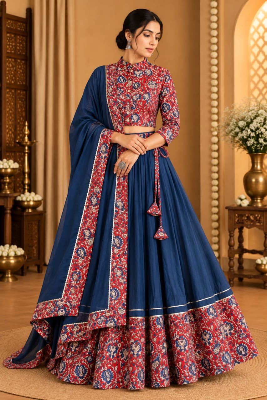 Cotton Printed Lehenga Choli Set