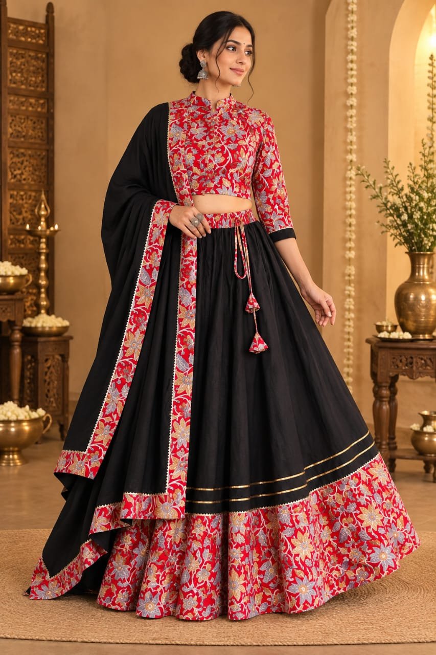 Cotton Printed Lehenga Choli Set