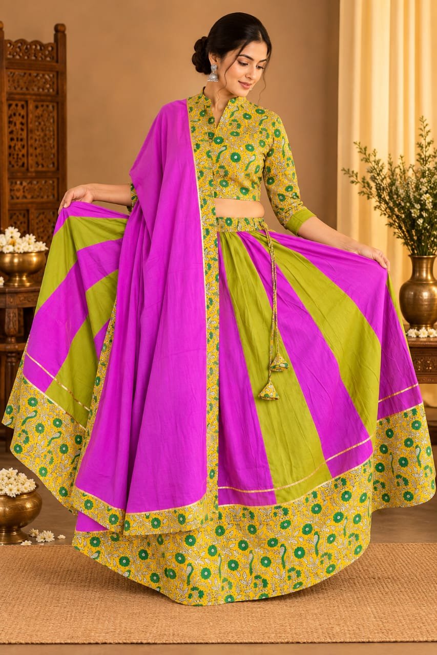 Cotton Printed Lehenga Choli Set