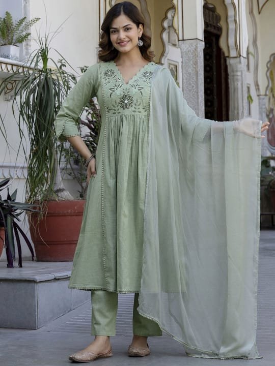 Cotton Embroidered Stitched Suit Set
