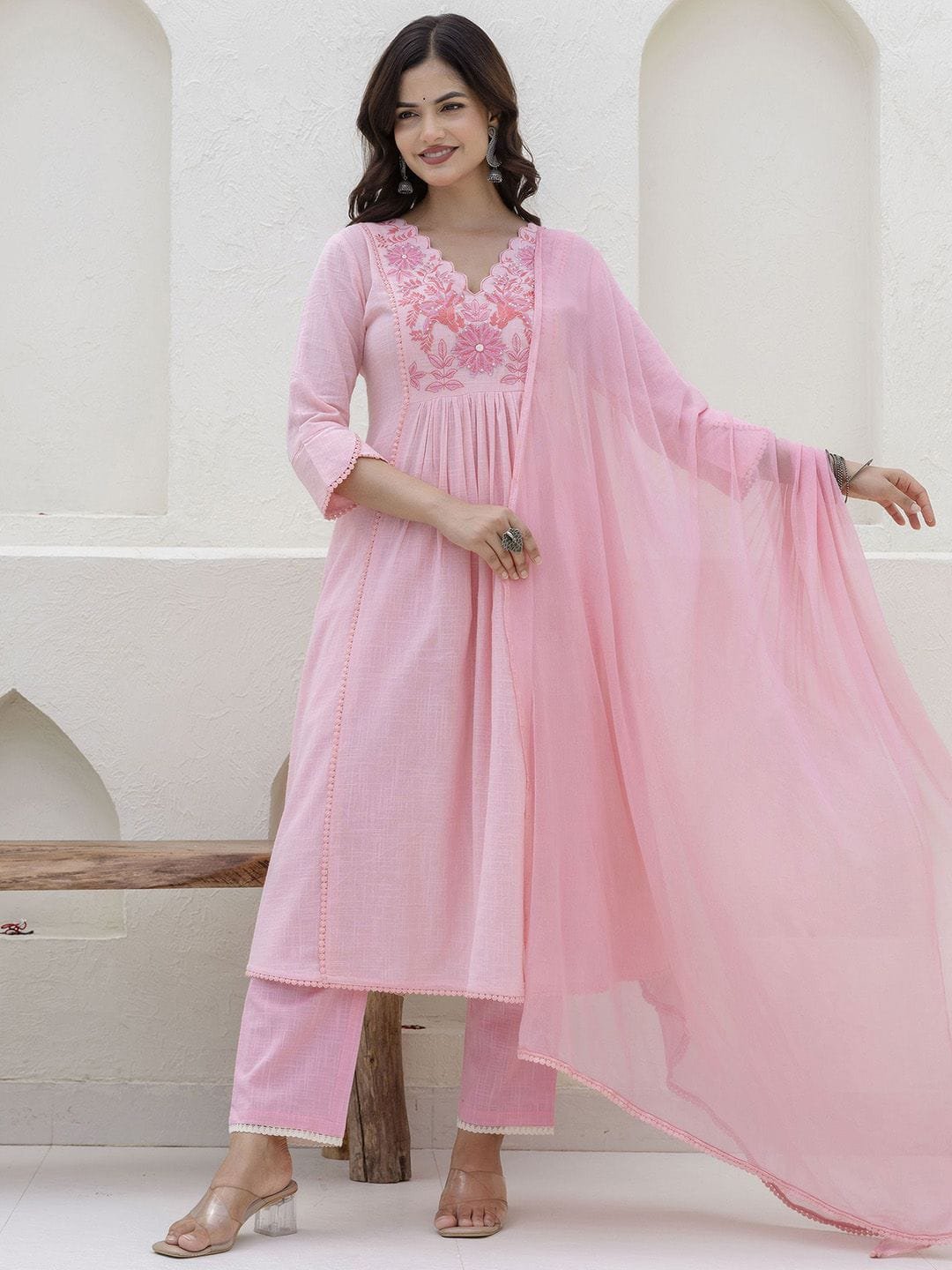 Cotton Embroidered Stitched Suit Set