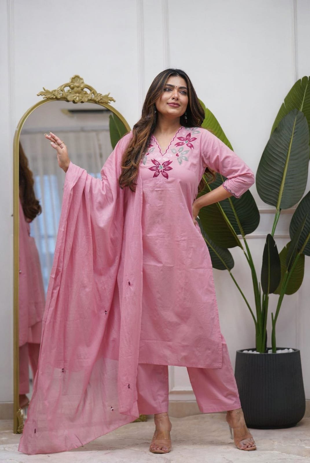 Cotton Embroidered Stitched Suit Set