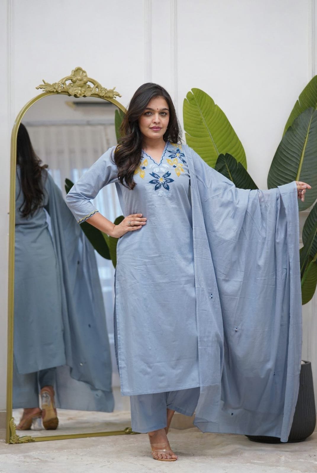 Cotton Embroidered Stitched Suit Set