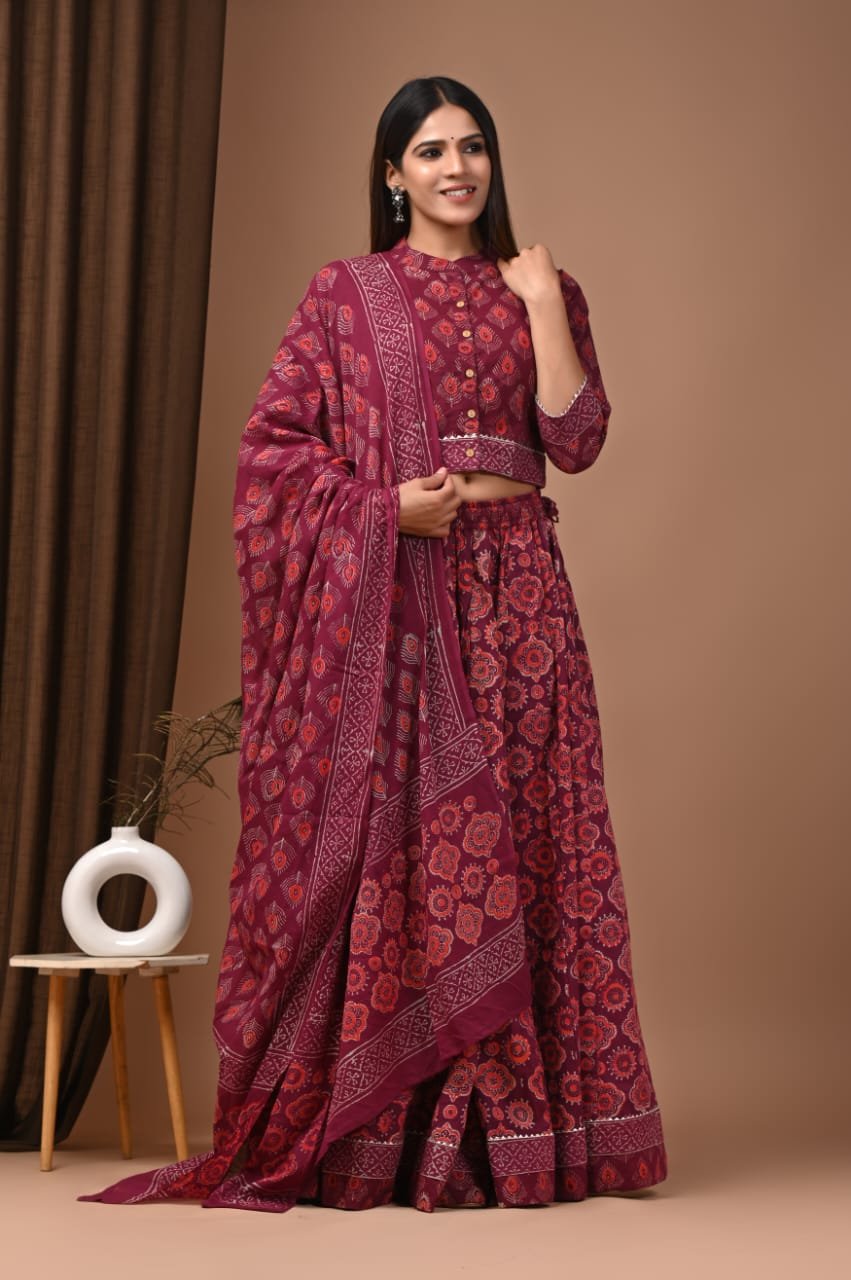 Cotton Printed Lehenga Choli Set