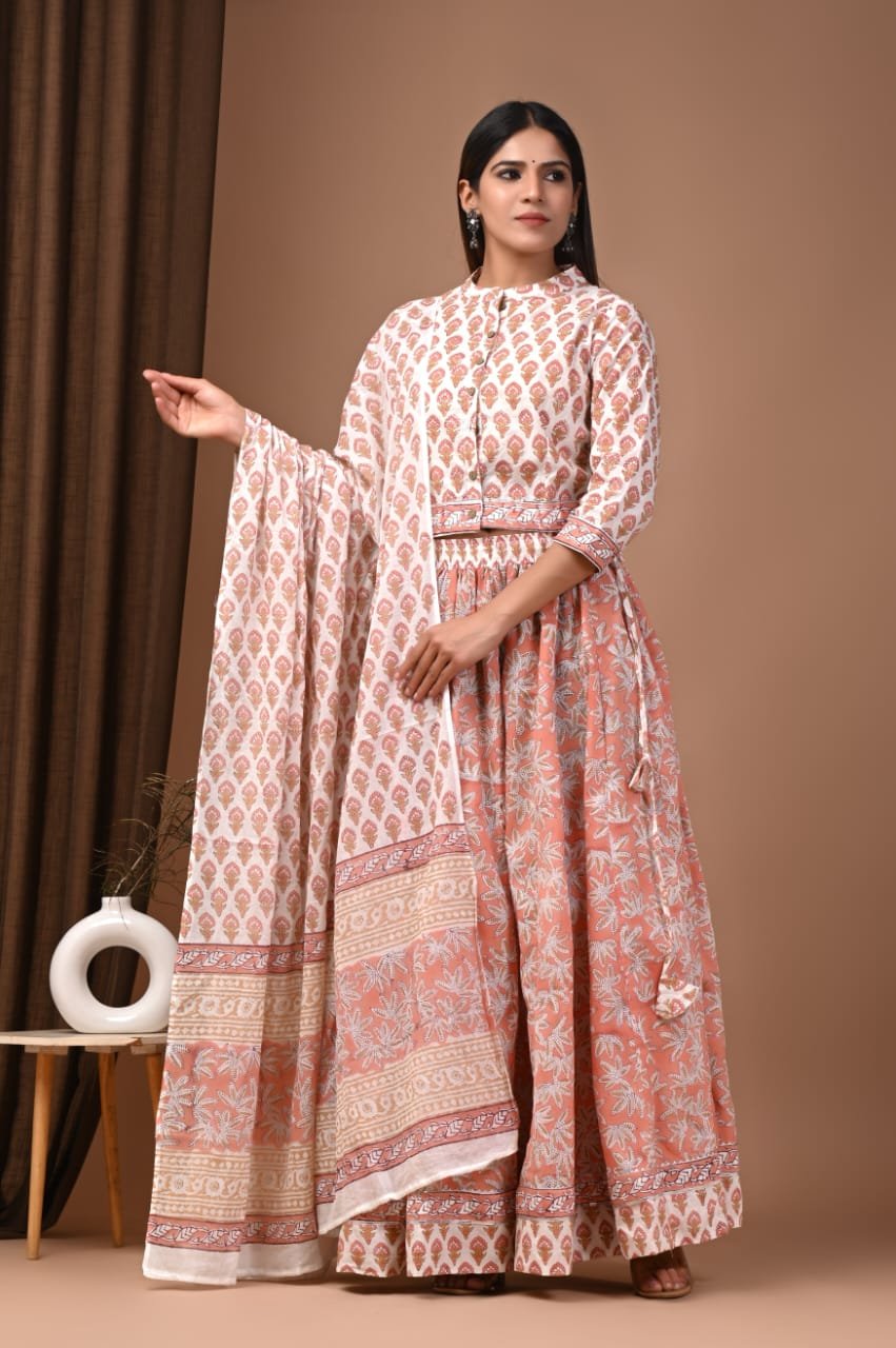 Cotton Printed Lehenga Choli Set