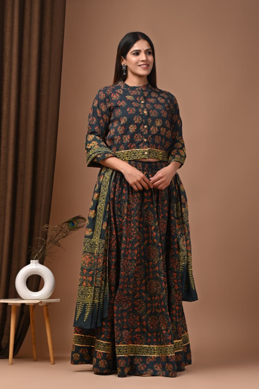 Cotton Printed Lehenga Choli Set