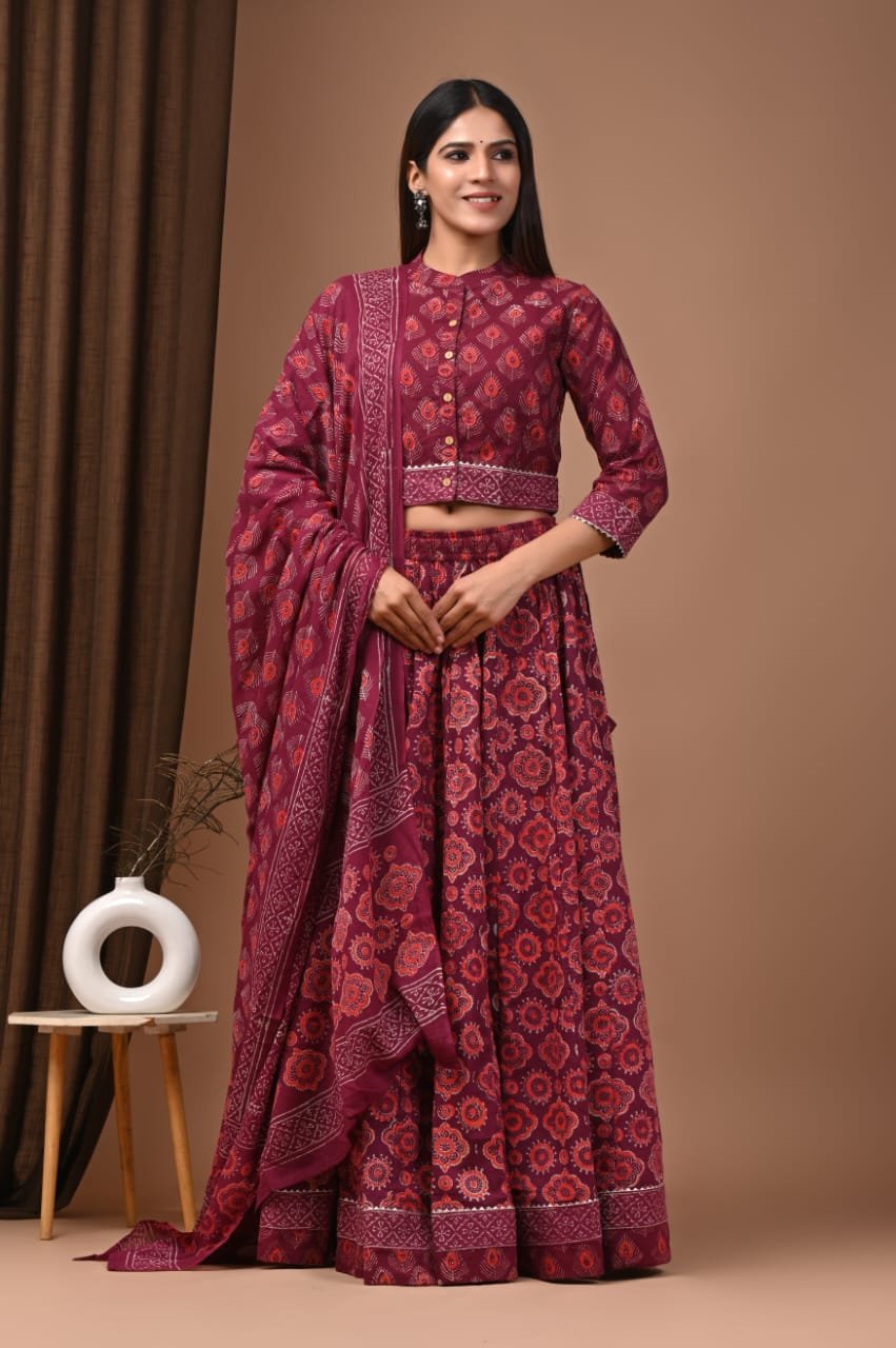 Cotton Printed Lehenga Choli Set