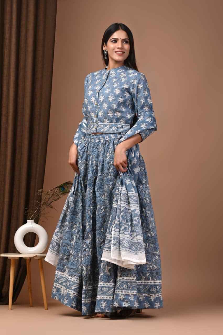 Cotton Printed Lehenga Choli Set