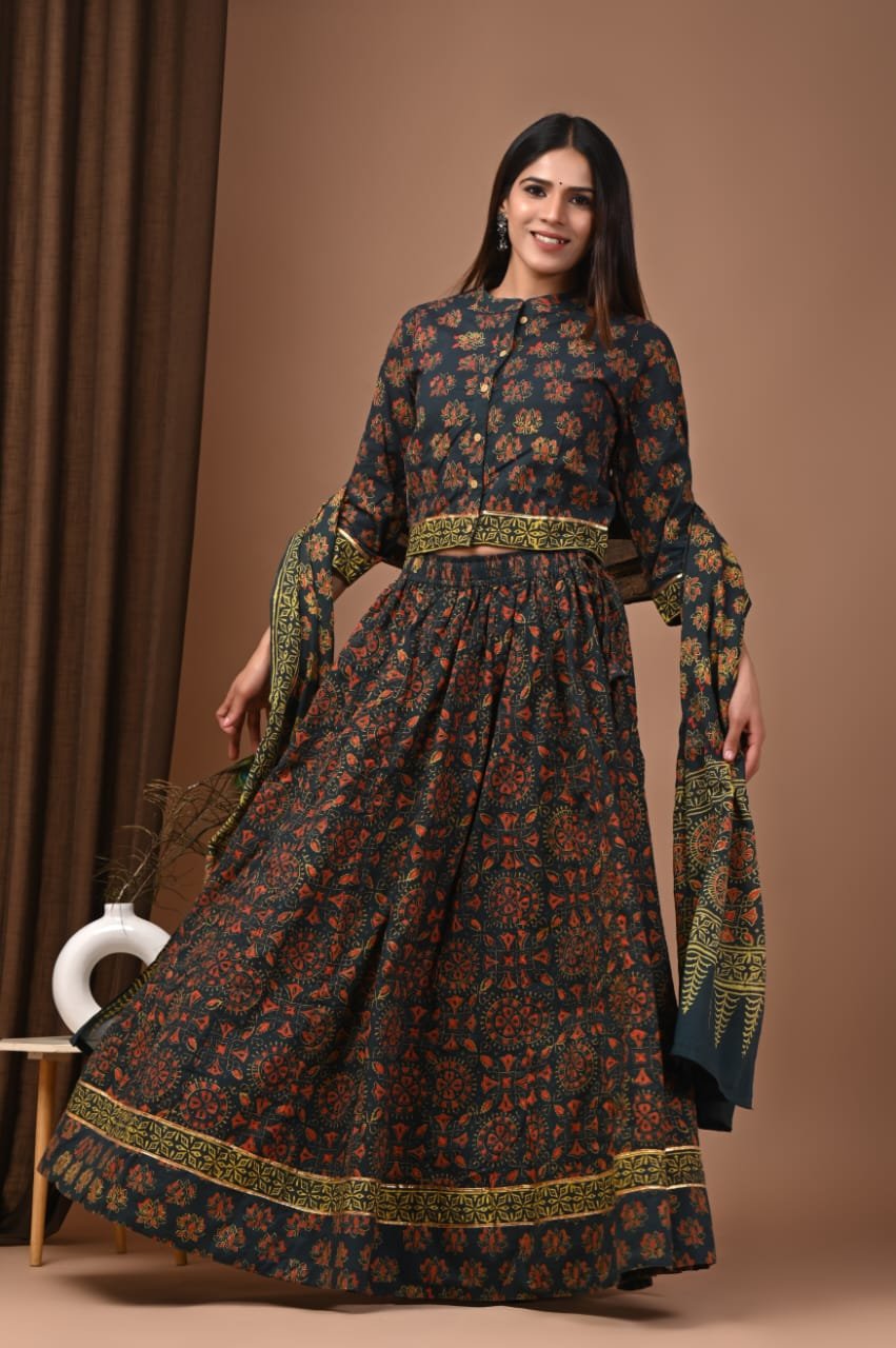 Cotton Printed Lehenga Choli Set