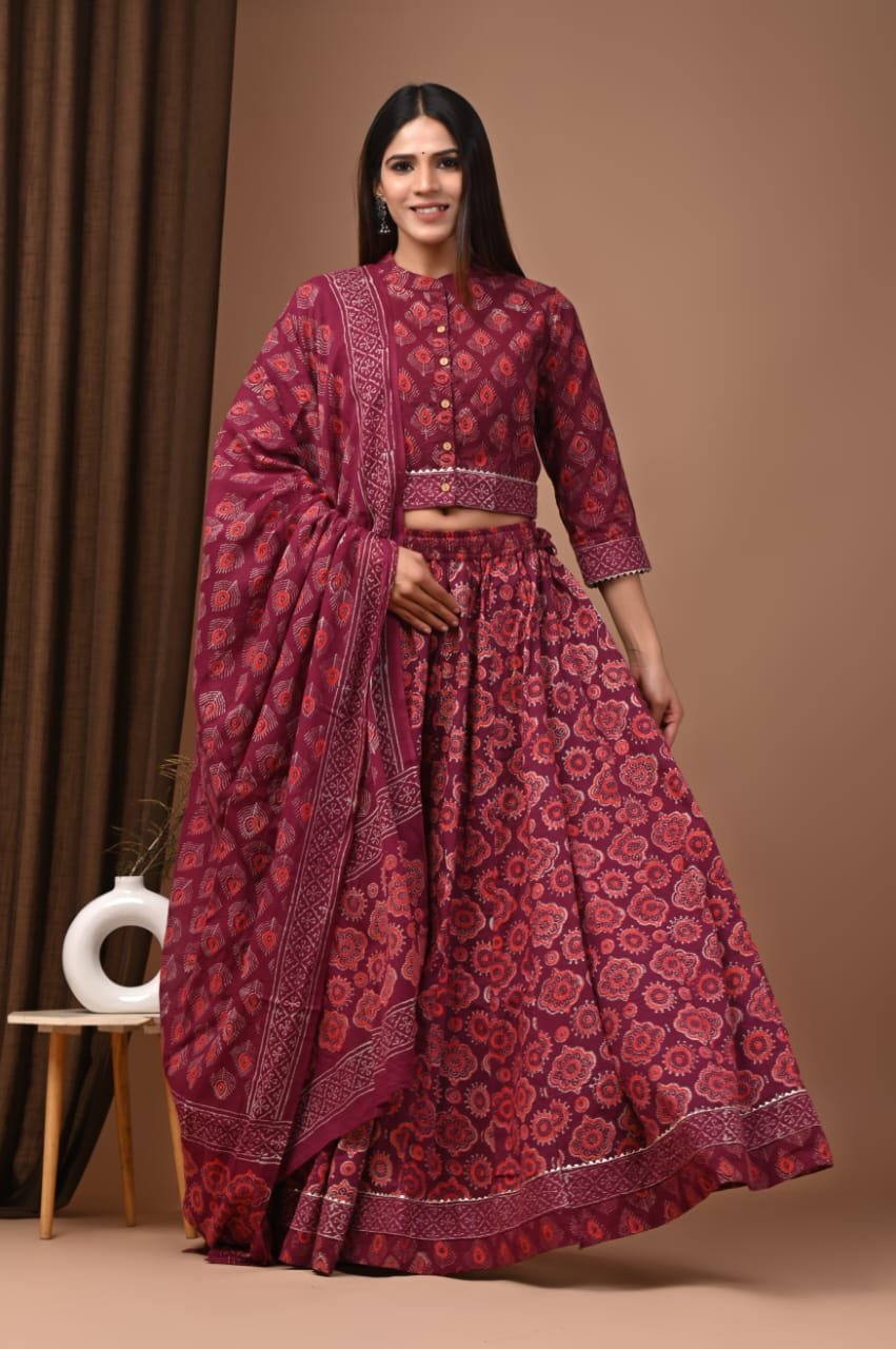 Cotton Printed Lehenga Choli Set