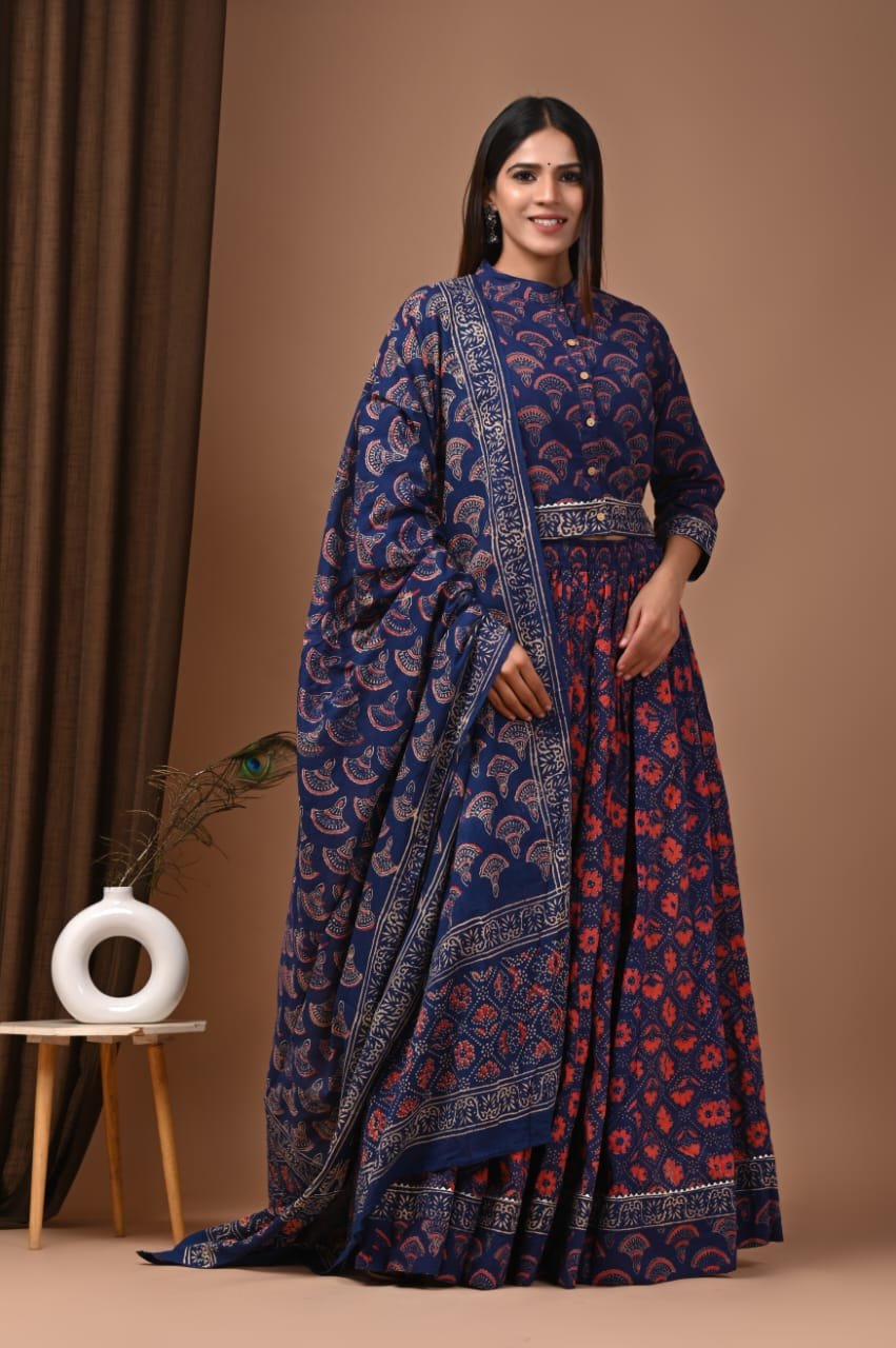 Cotton Printed Lehenga Choli Set