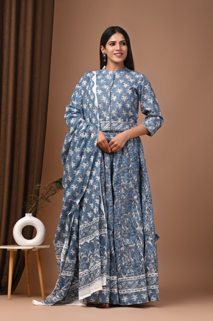 Cotton Printed Lehenga Choli Set