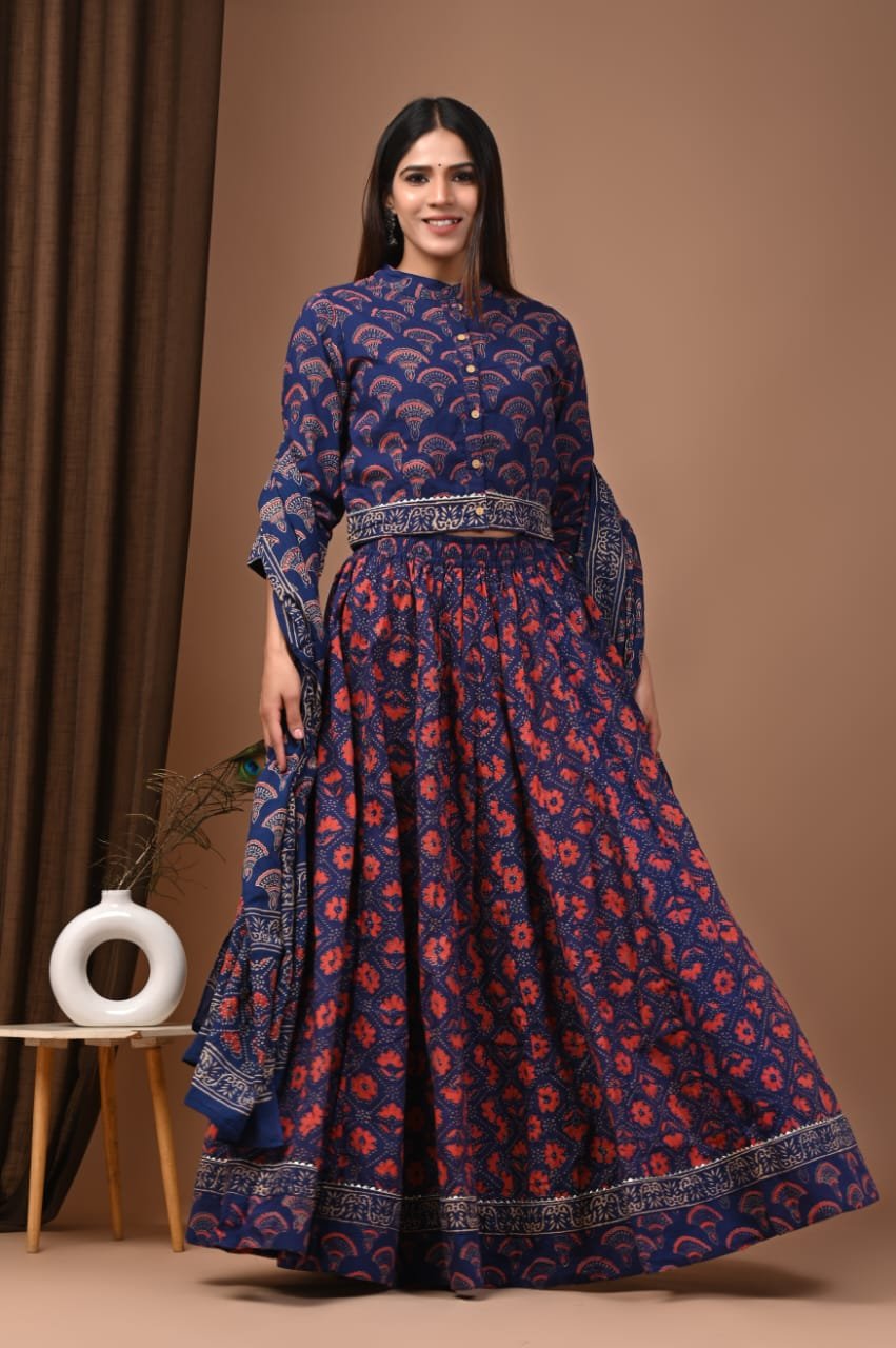 Cotton Printed Lehenga Choli Set