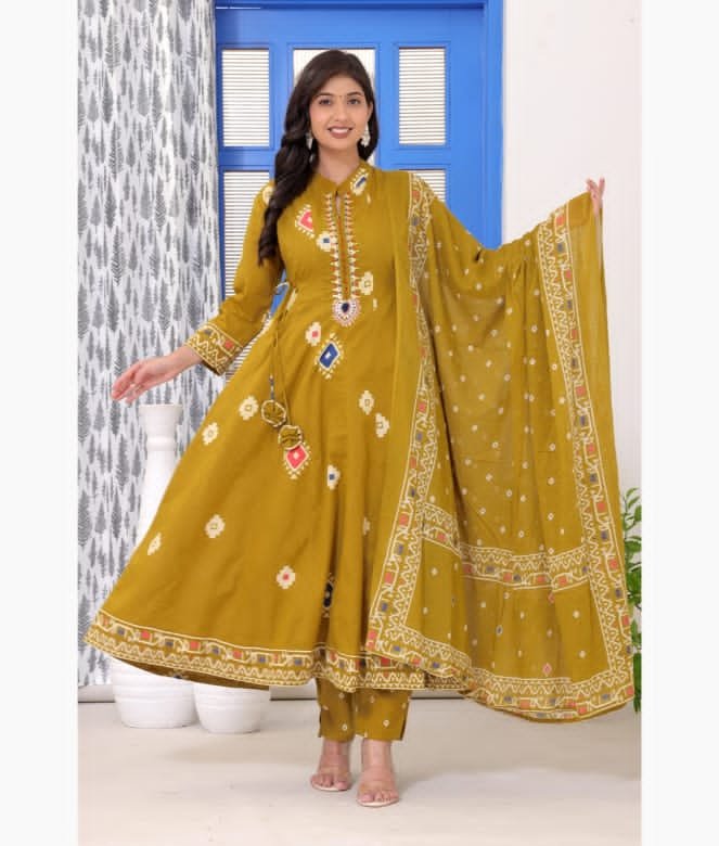 Cotton Printed Embroidered Stitched Suit Set
