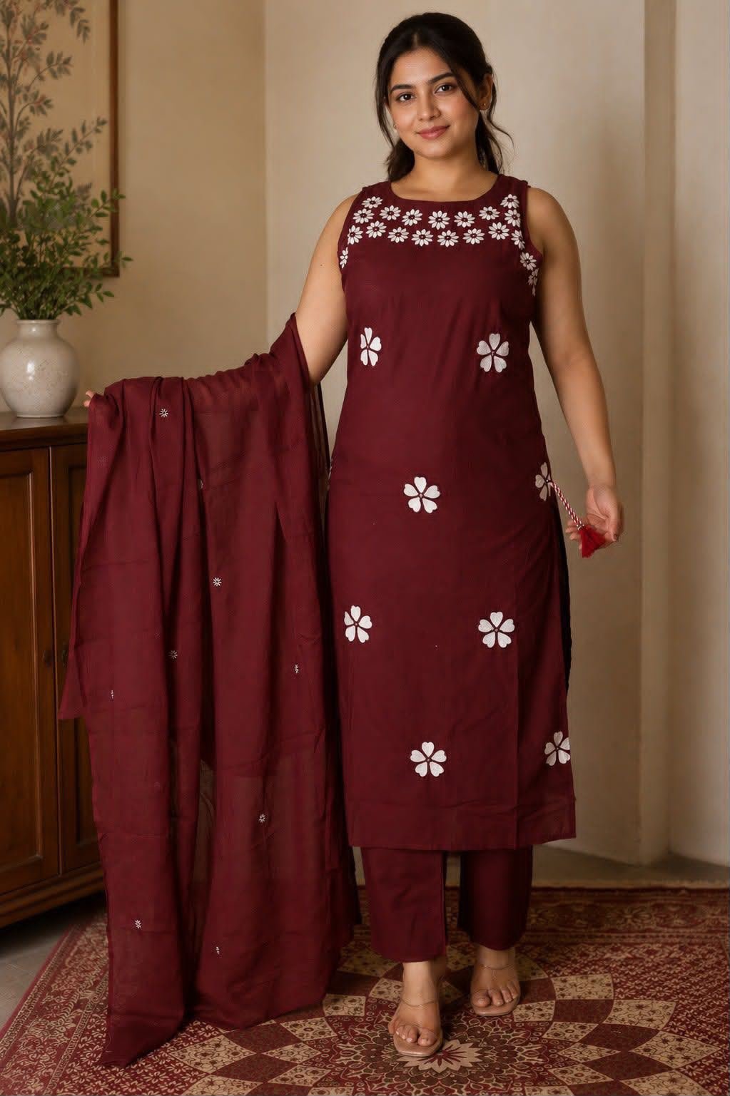 Cotton Embroidered Stitched Suit Set