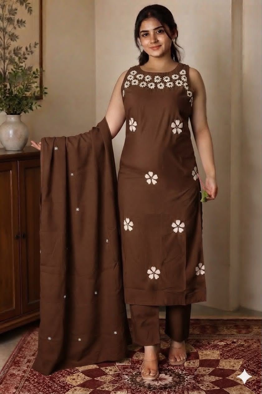 Cotton Embroidered Stitched Suit Set