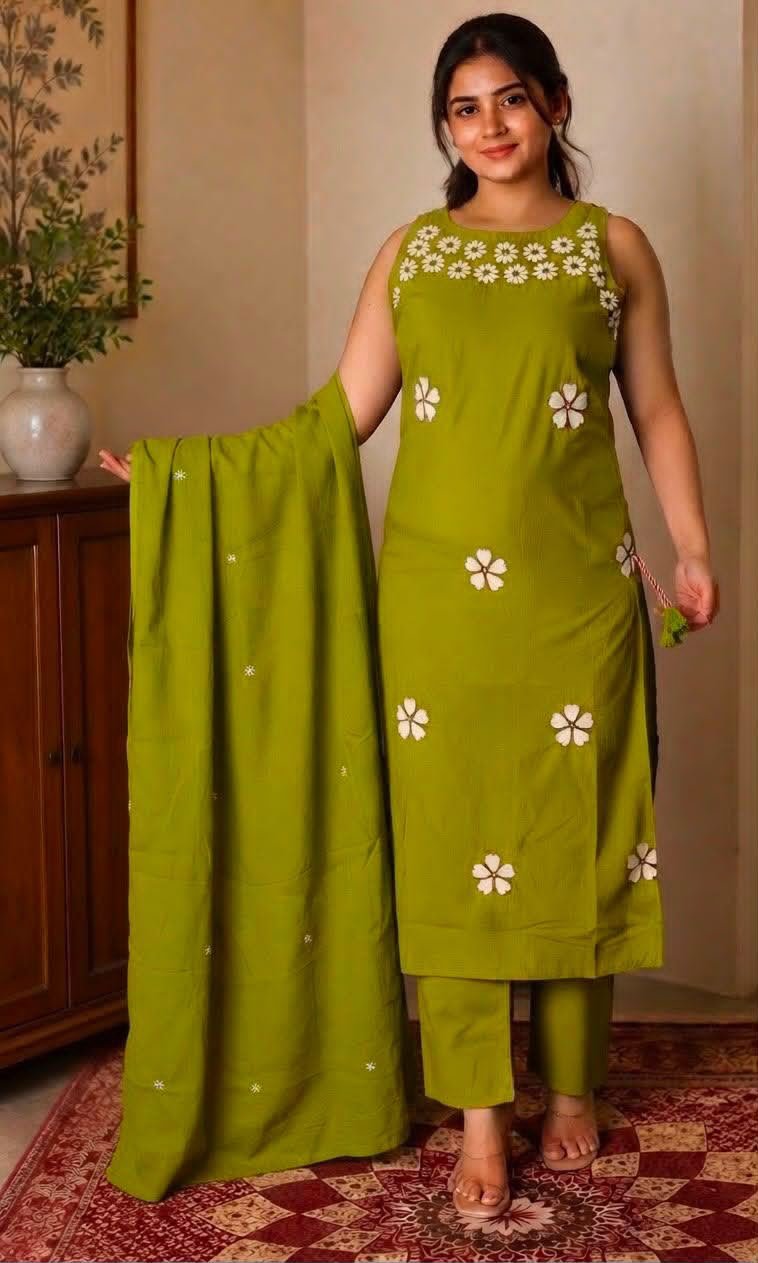 Cotton Embroidered Stitched Suit Set