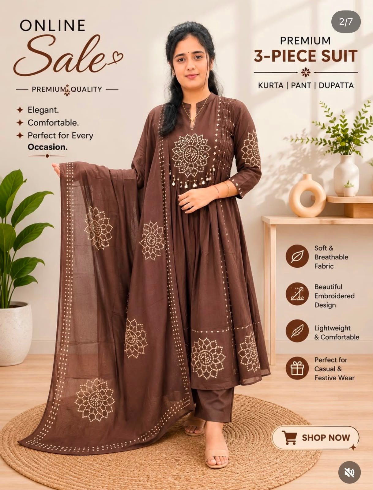 Cotton Anarkali Stitched Suit Set