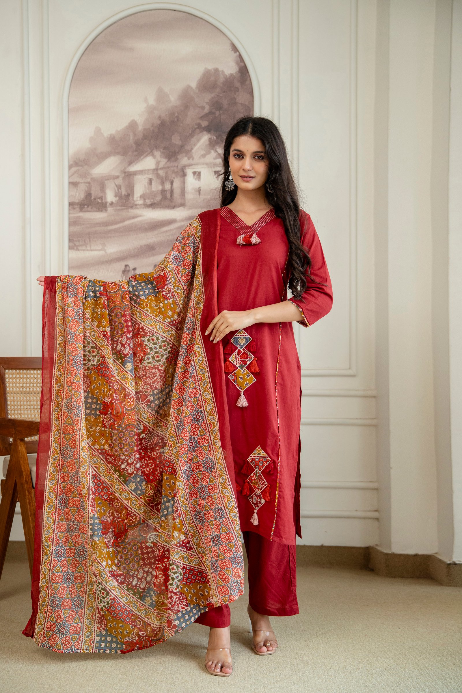 Cotton Embroidered Stitched Suit Set