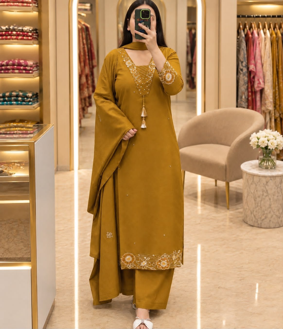 Cotton Embroidered Stitched Suit Set