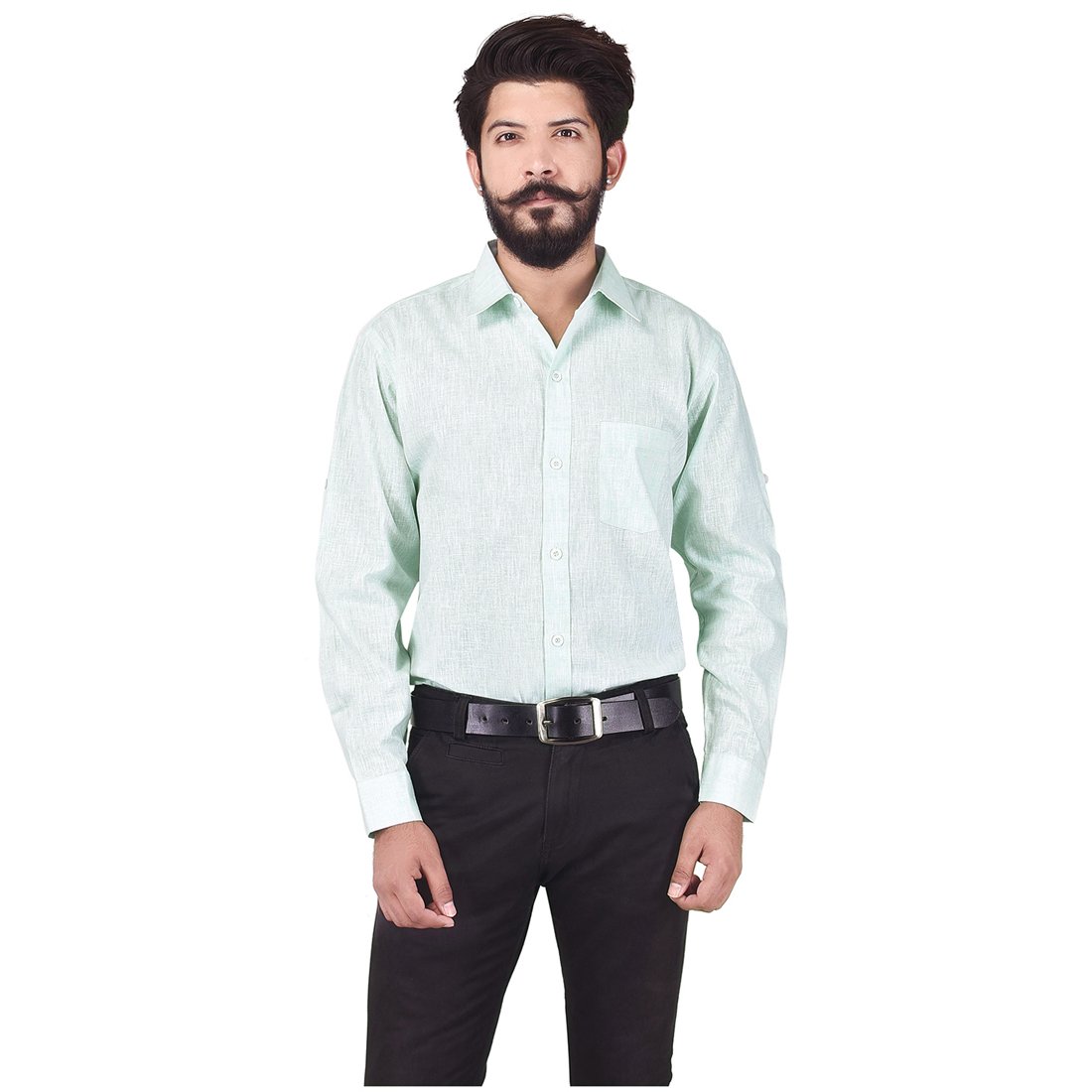 Men Cotton Blend Linen Shirt