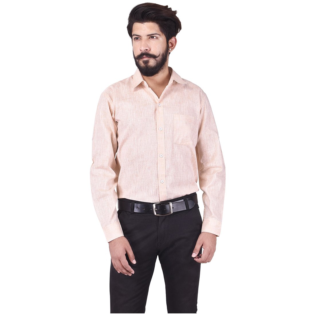 Men Cotton Blend Linen Shirt