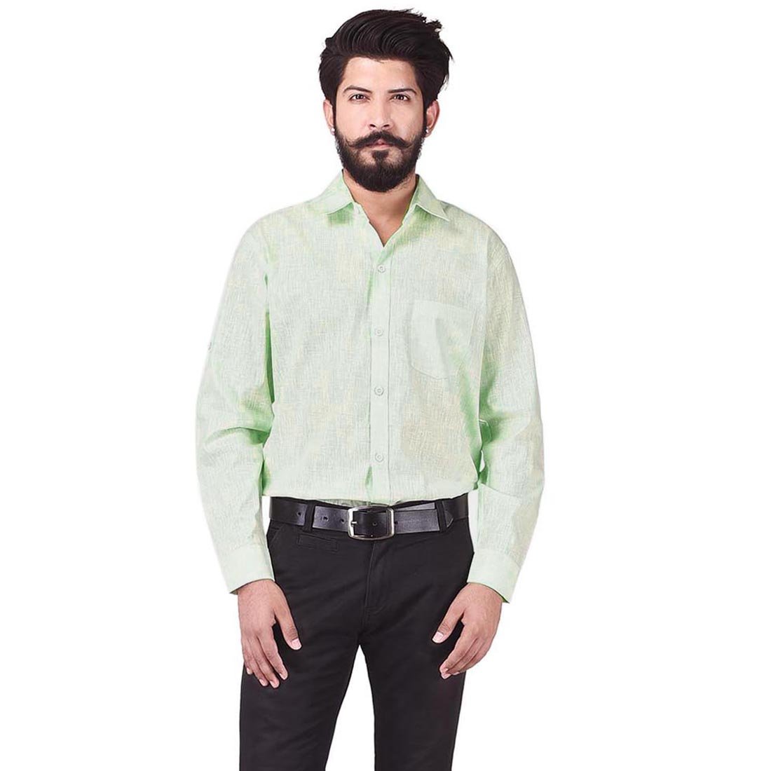 Men Cotton Blend Linen Shirt