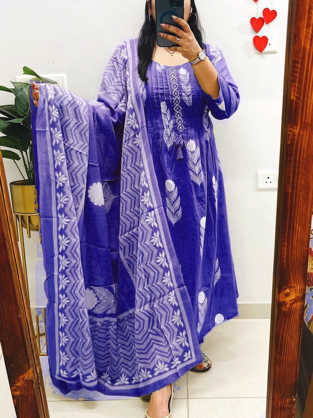 Cotton Printed Pintex Stitched Suit Set