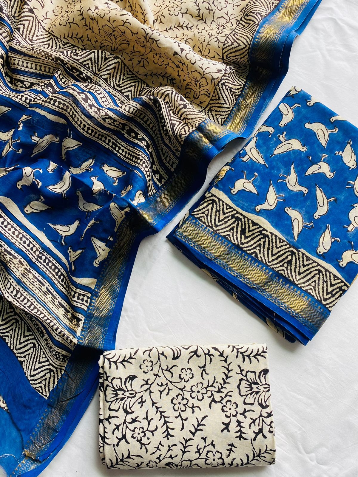 Maheshwari Hand Block Printed Suit
