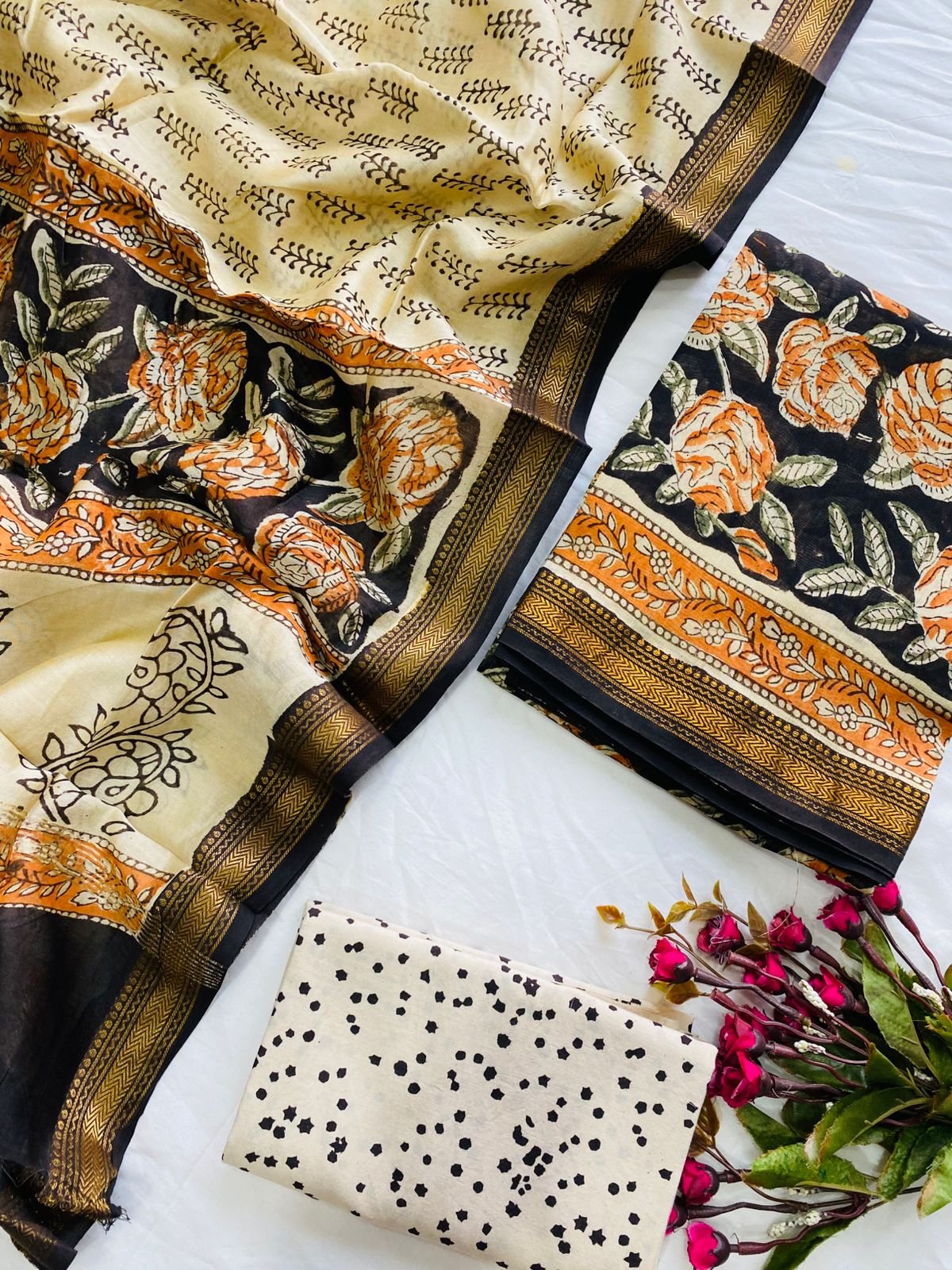 Maheshwari Hand Block Printed Suit