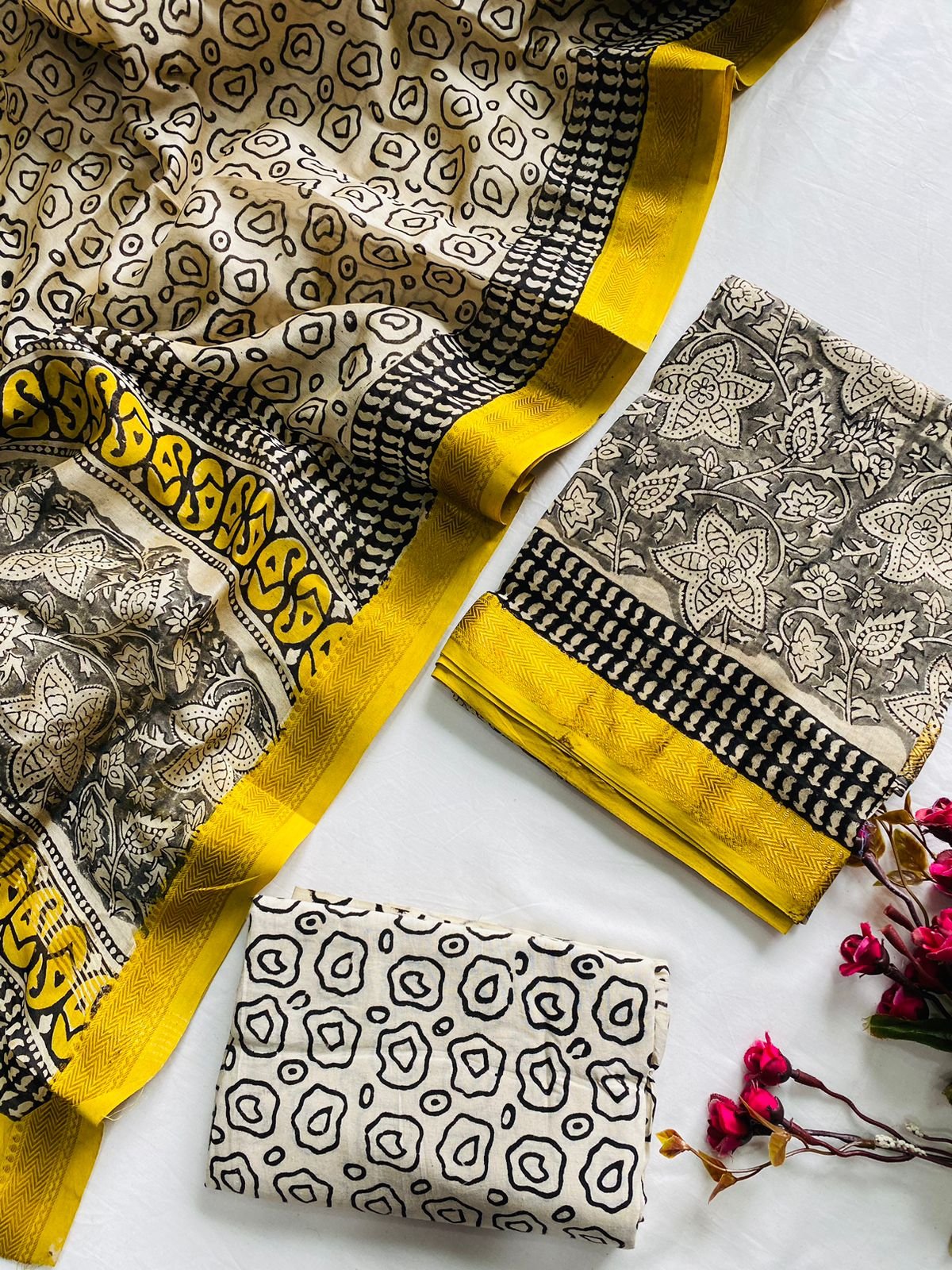 Maheshwari Hand Block Printed Suit