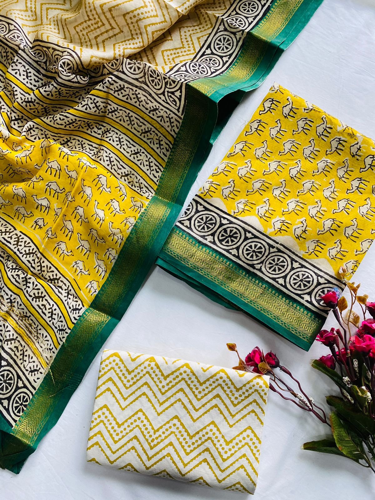 Maheshwari Hand Block Printed Suit