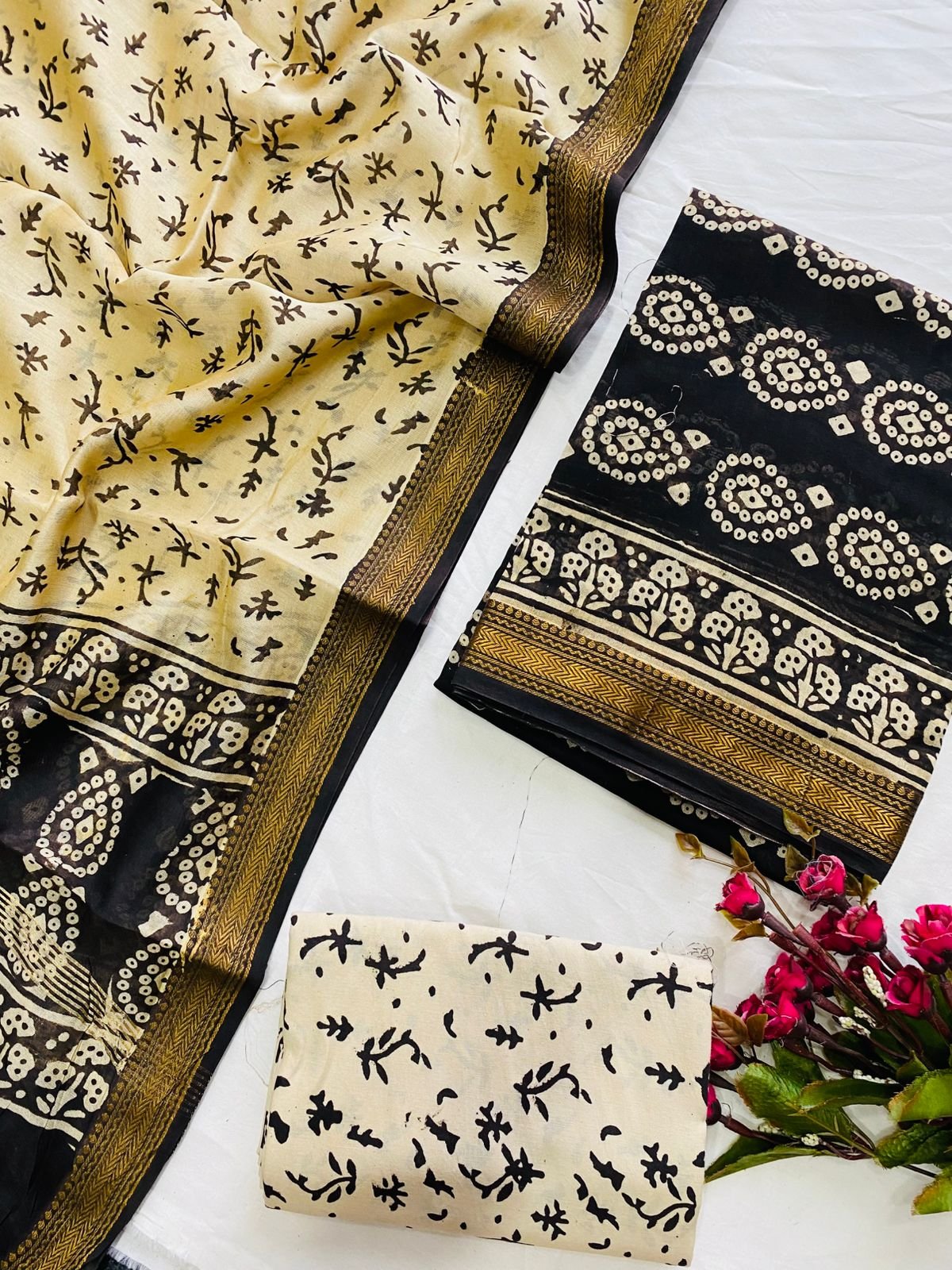 Maheshwari Hand Block Printed Suit
