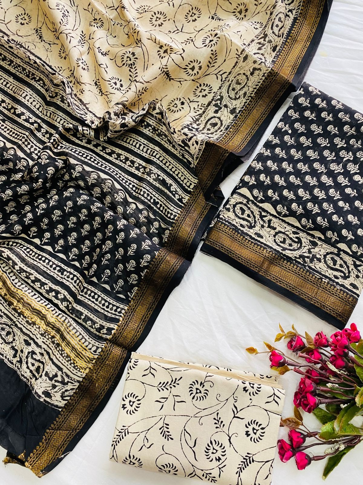 Maheshwari Hand Block Printed Suit