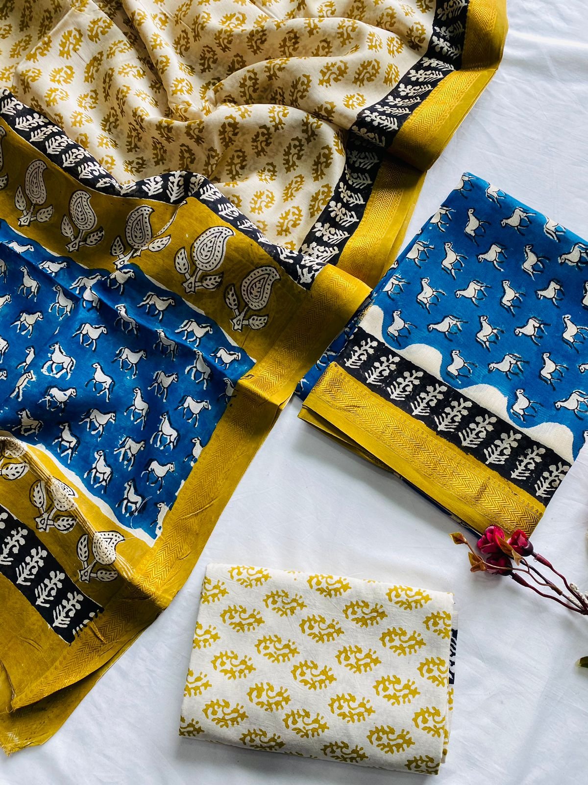 Maheshwari Hand Block Printed Suit