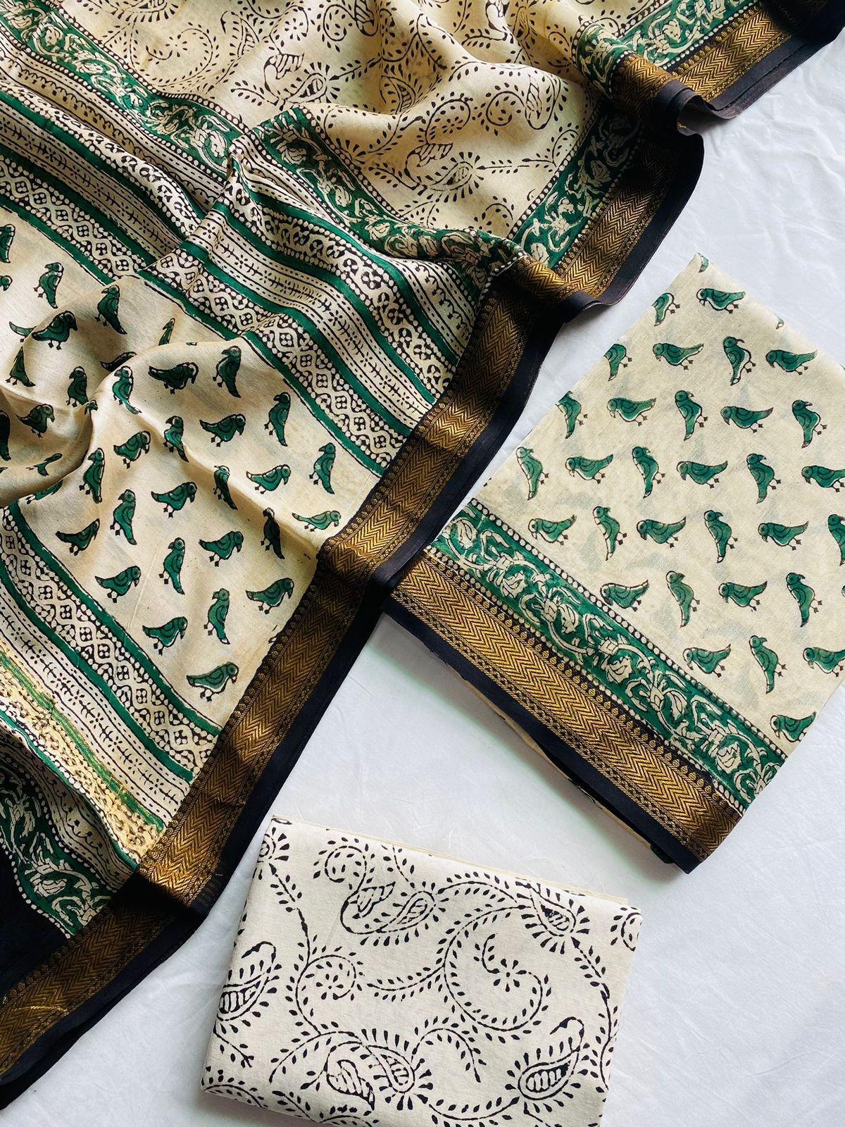 Maheshwari Hand Block Printed Suit