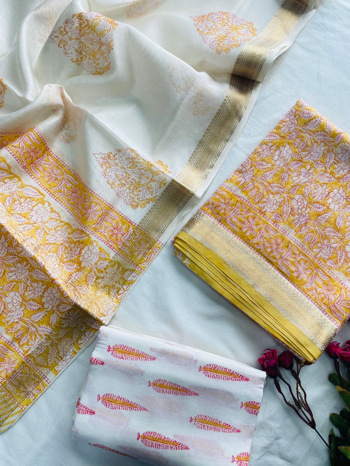 Maheshwari Hand Block Printed Suit