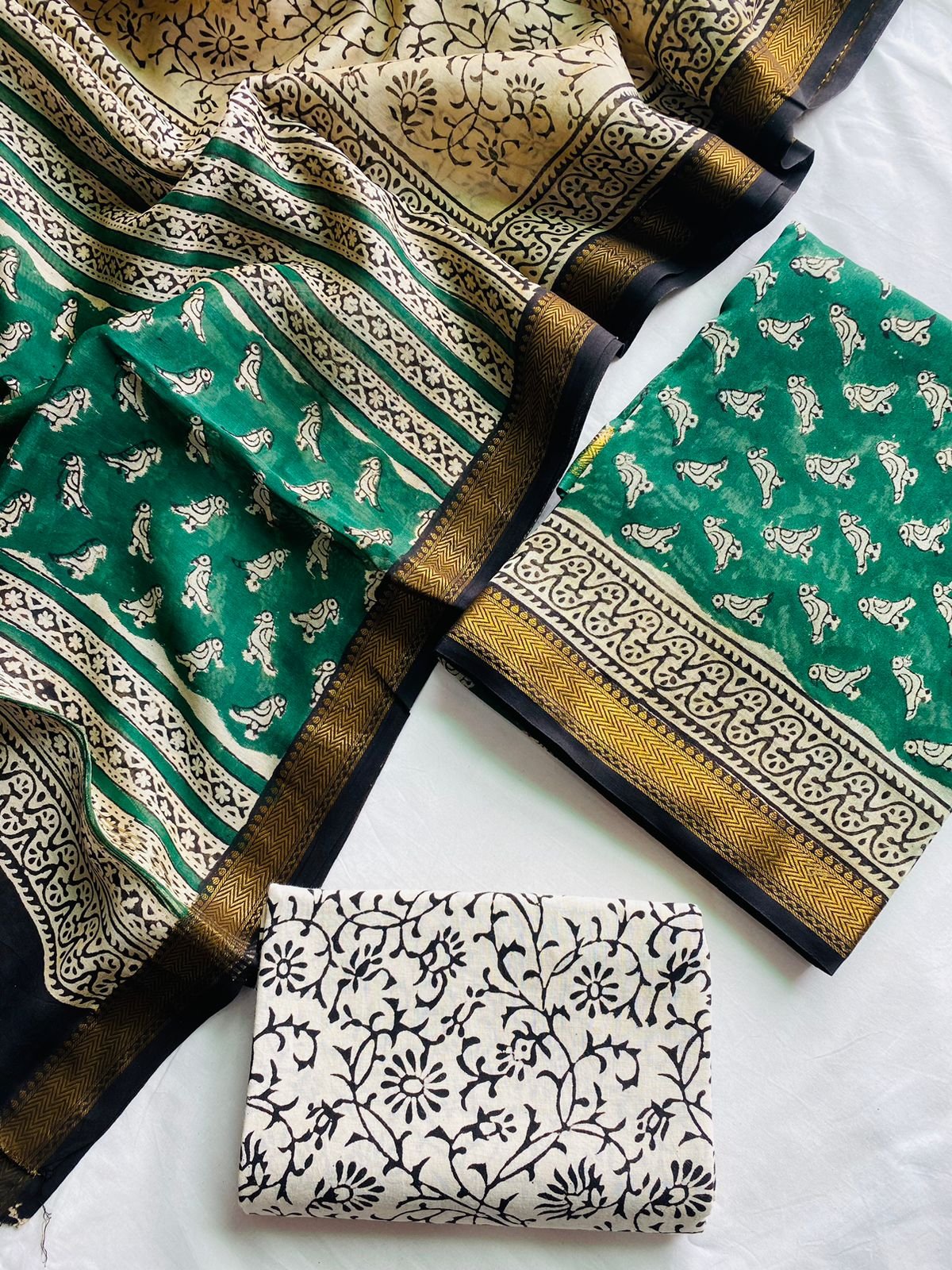 Maheshwari Hand Block Printed Suit