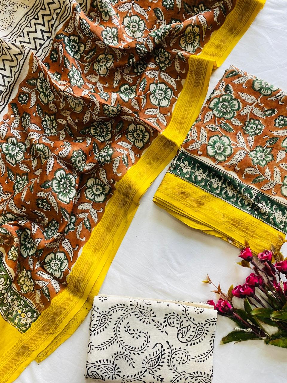 Maheshwari Hand Block Printed Suit