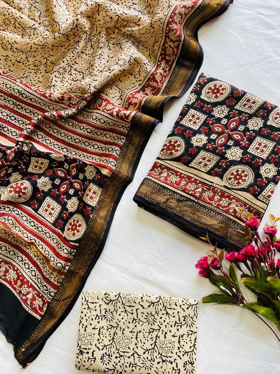 Maheshwari Hand Block Printed Suit